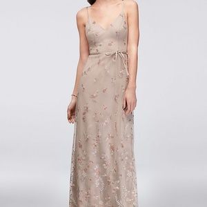 David's Bridal floral embroidered gown